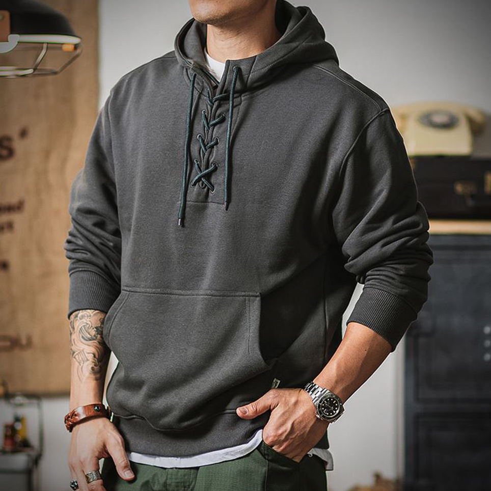 TITAN TERRY DOVER LACE-UP HOODIE