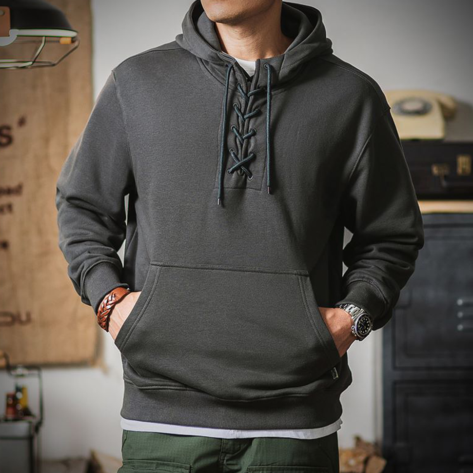 TITAN TERRY DOVER LACE-UP HOODIE
