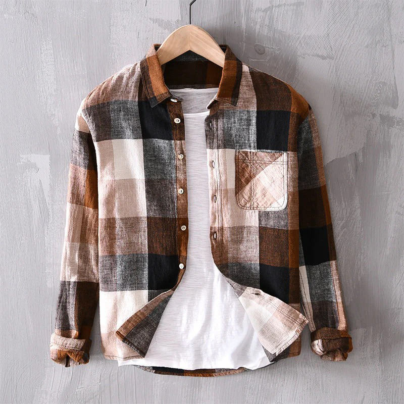 VINIZIO PLAID LINEN SHIRT