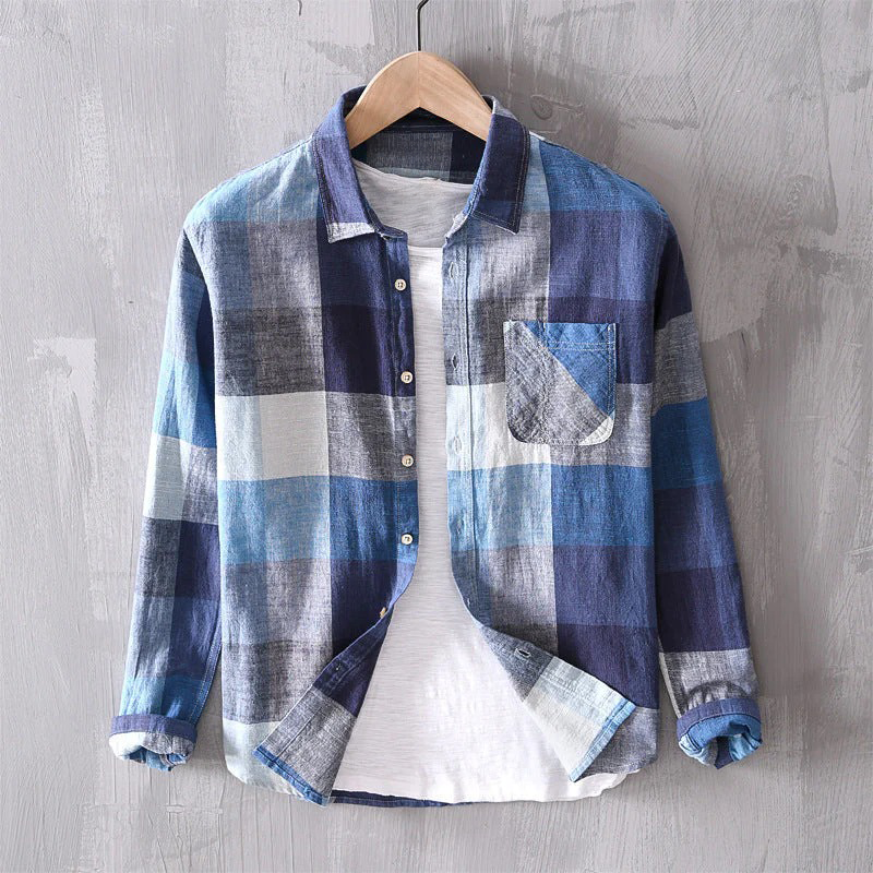 VINIZIO PLAID LINEN SHIRT