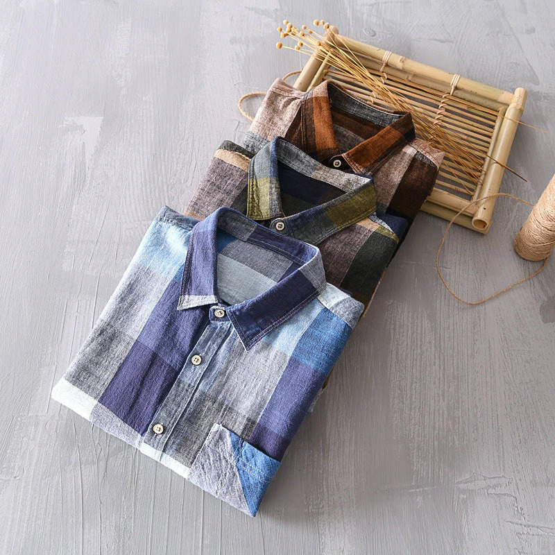 VINIZIO PLAID LINEN SHIRT