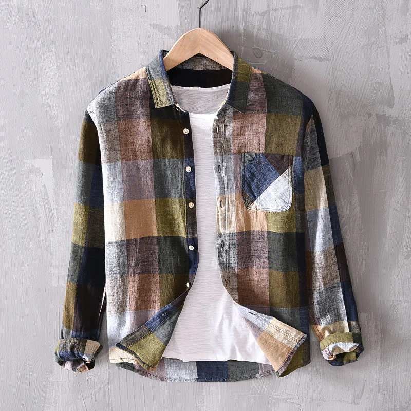 VINIZIO PLAID LINEN SHIRT