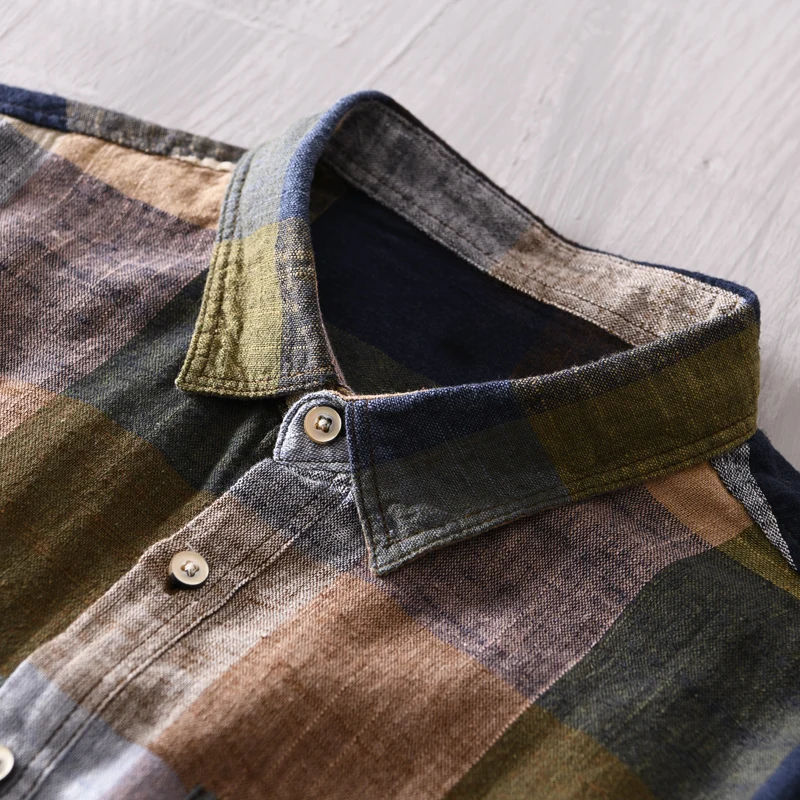 VINIZIO PLAID LINEN SHIRT