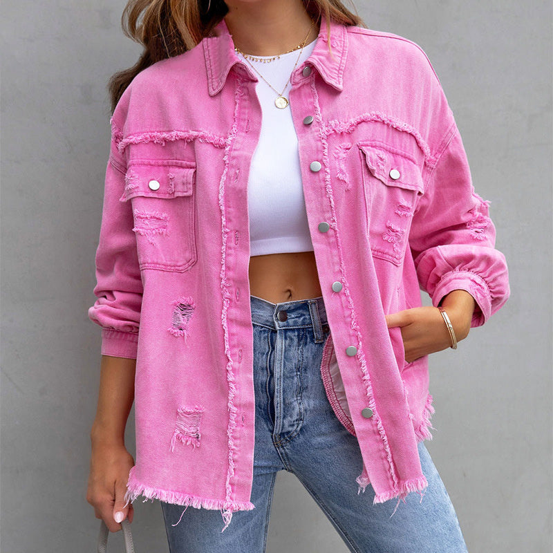 FABIENNE FRAYED DENIM JACKET