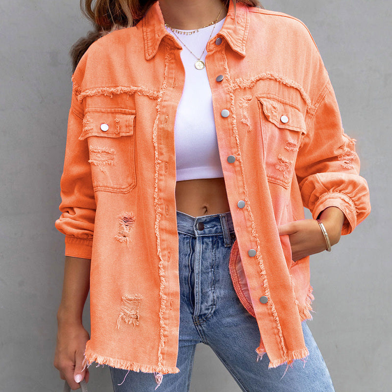 FABIENNE FRAYED DENIM JACKET