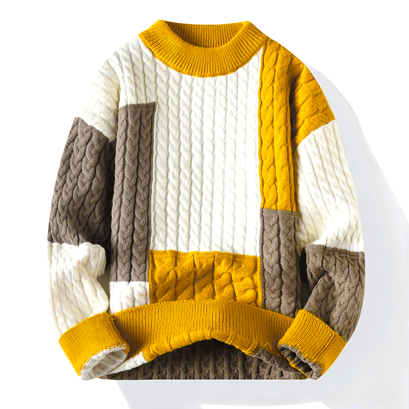 AEROVENT THREADS PATCHWORK KNIT SWEATER