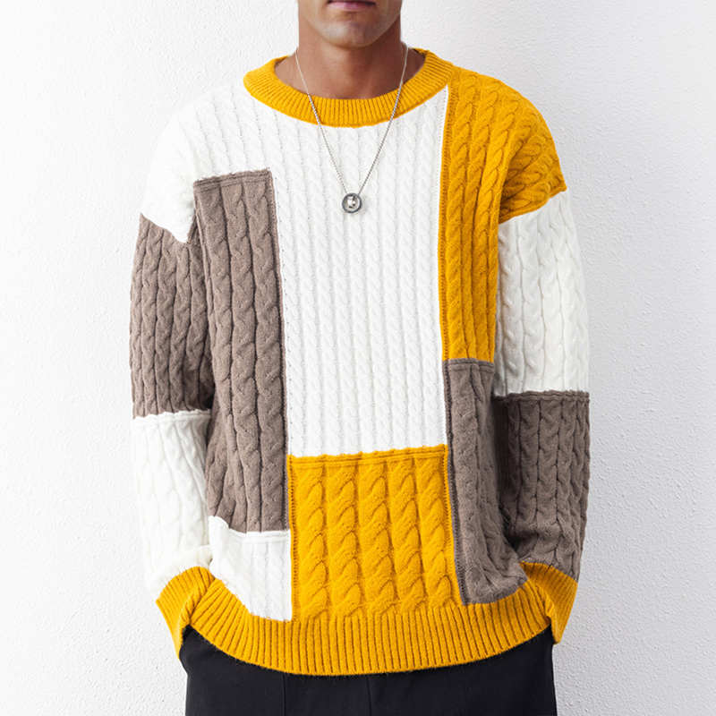 AEROVENT THREADS PATCHWORK KNIT SWEATER