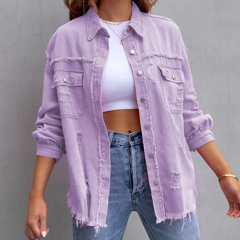 FABIENNE FRAYED DENIM JACKET