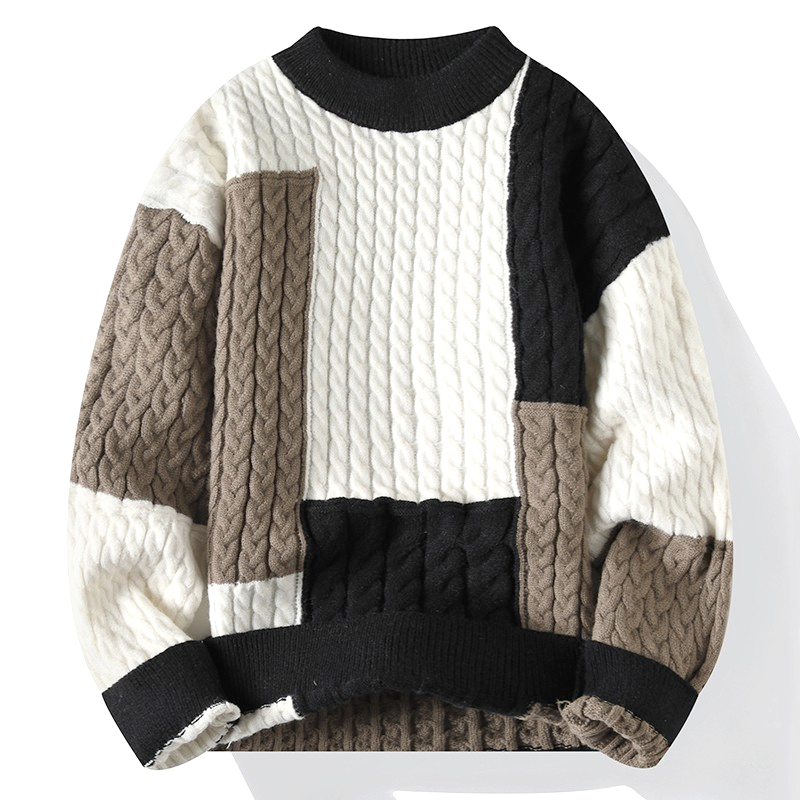 AEROVENT THREADS PATCHWORK KNIT SWEATER