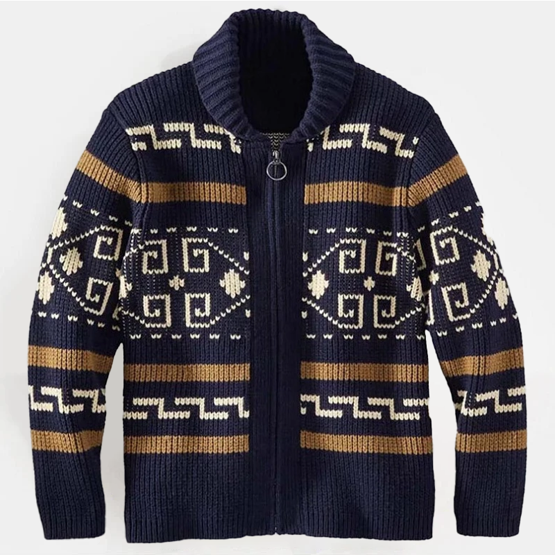 VINCÉNZO CLASSIC JACQUARD KNIT CARDIGAN