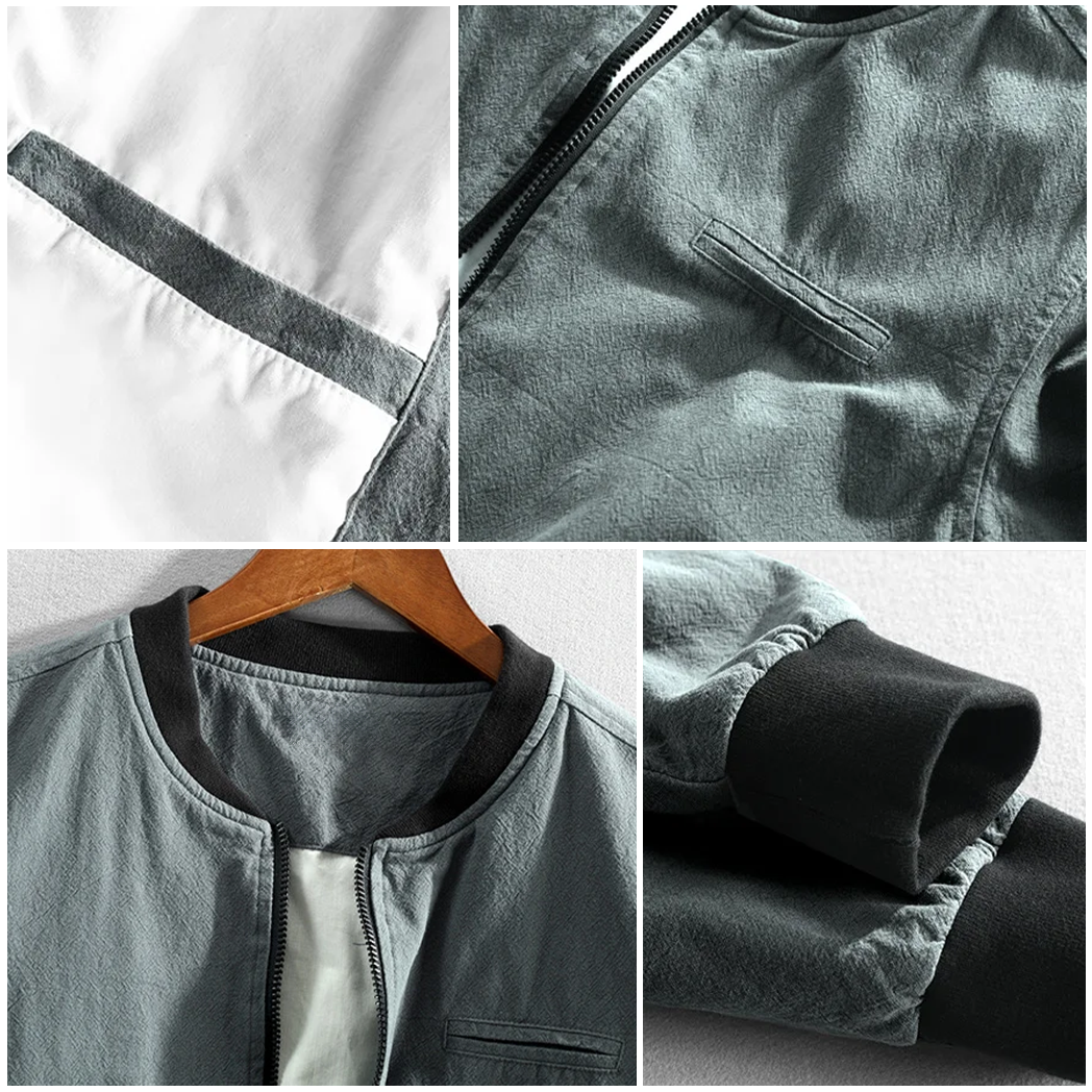 VERMILLION LINEN BOMBER JACKET