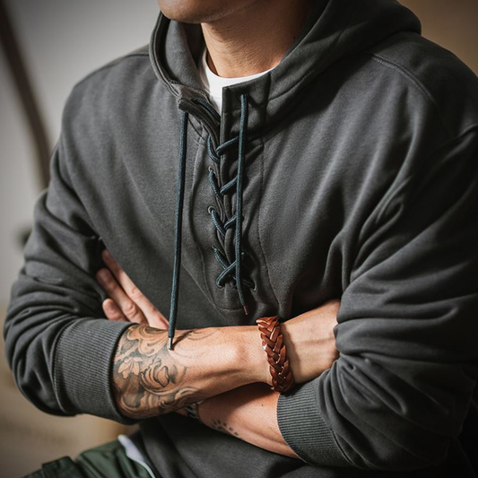 TITAN TERRY DOVER LACE-UP HOODIE