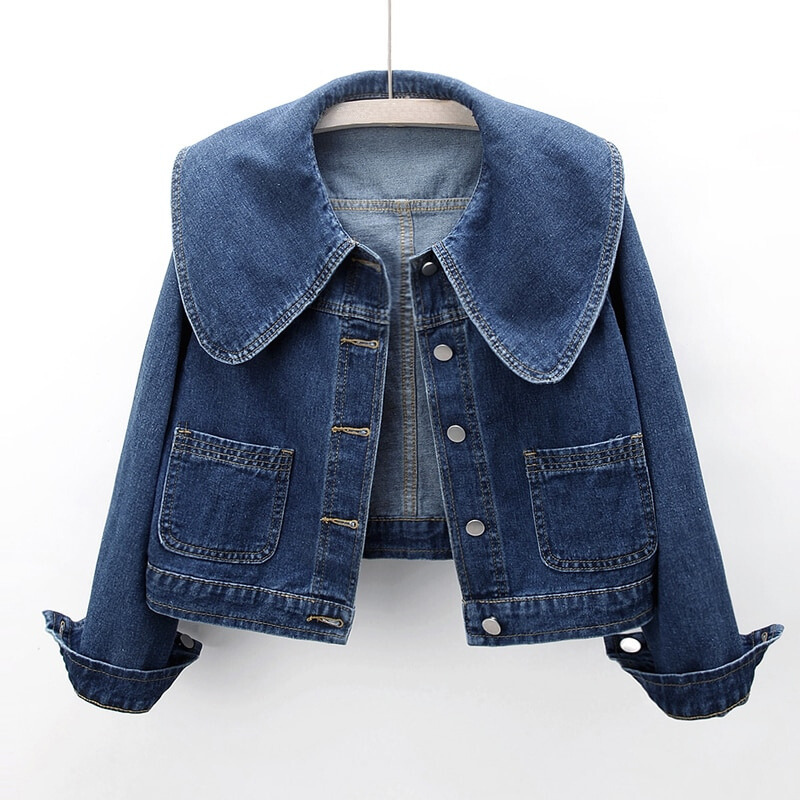 CALIENNE WIDE COLLAR DENIM JACKET