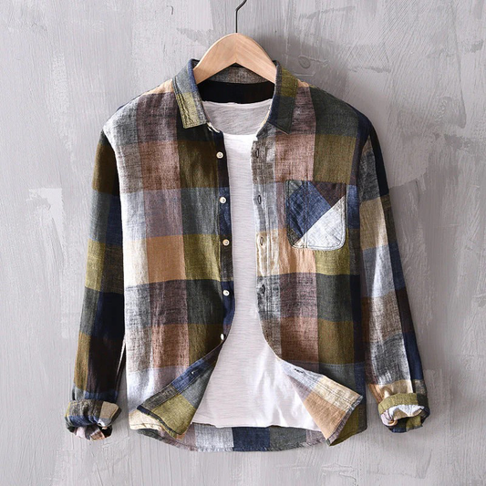VINIZIO PLAID LINEN SHIRT