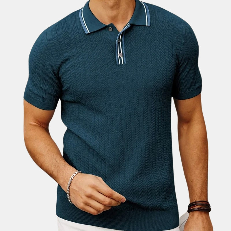 Kingston Herringbone Knitted Polo Shirt