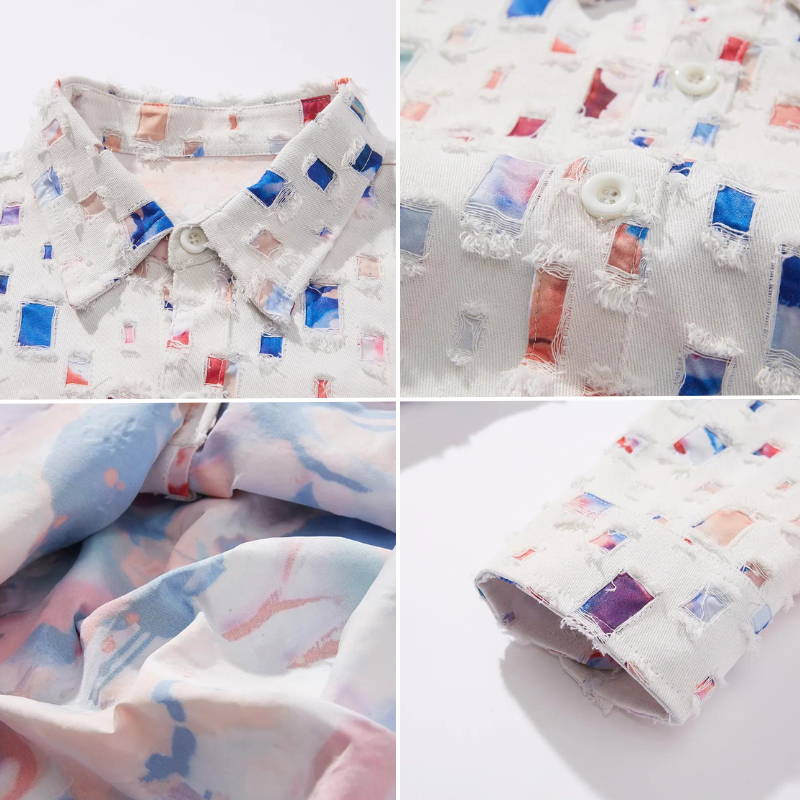 ADRIANNO DENIM FRAYED SHIRT