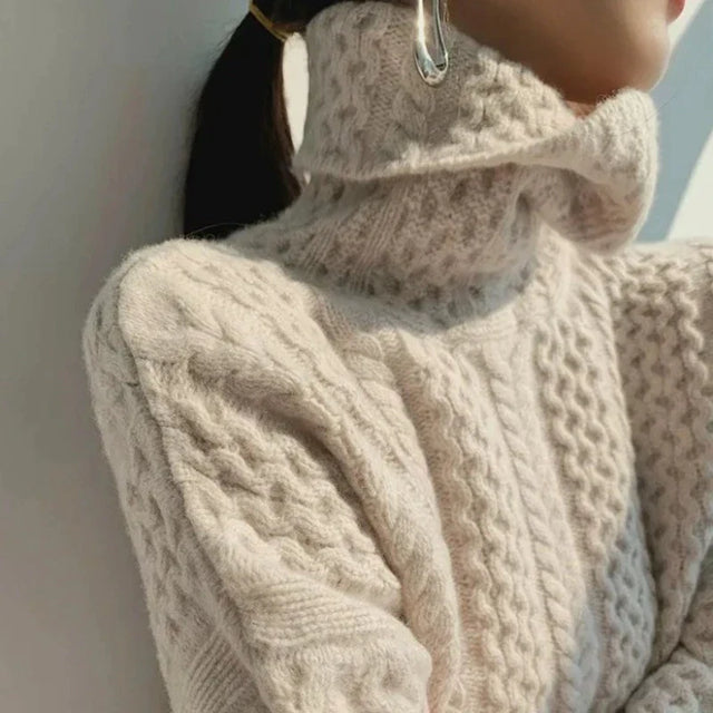 Bouclé Couture Turtleneck Sweater