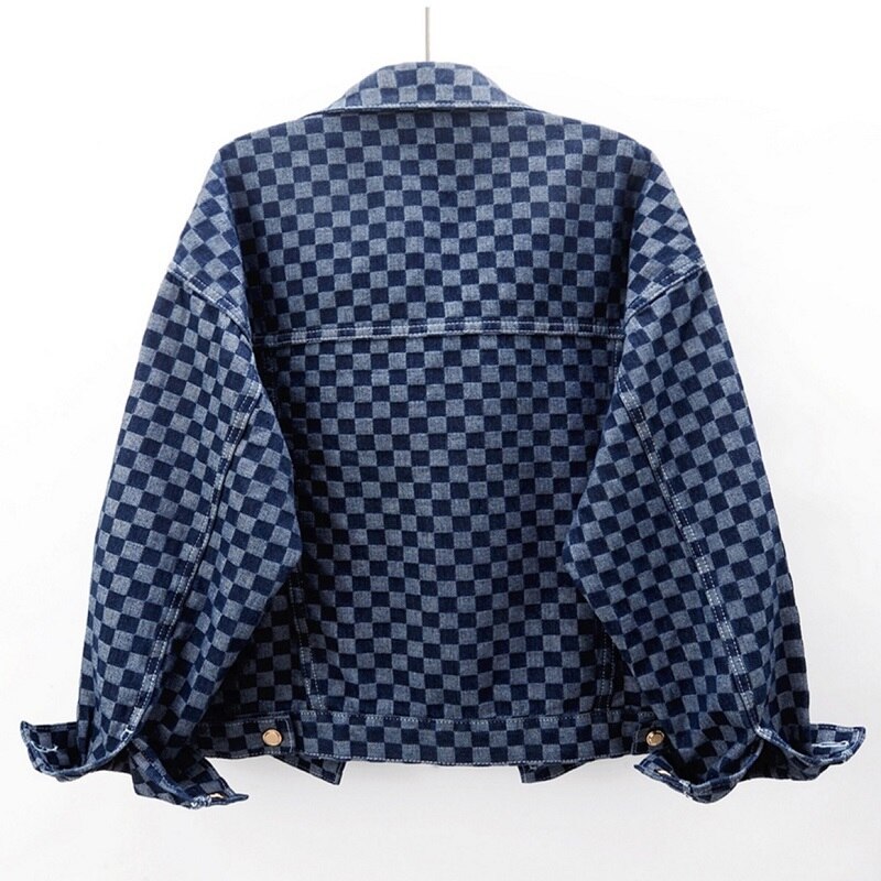 L'ATERIBÉLLE CHECKERED DENIM JACKET