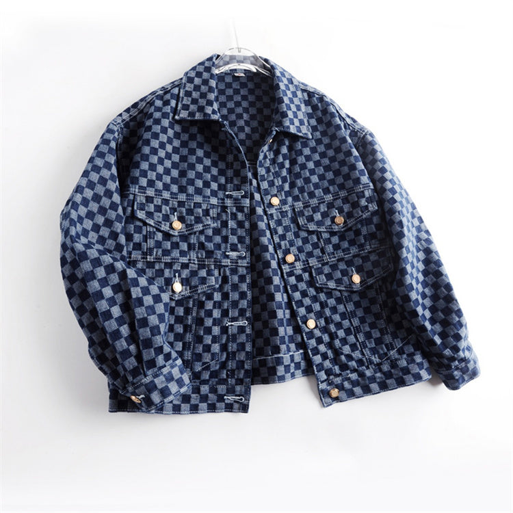 L'ATERIBÉLLE CHECKERED DENIM JACKET