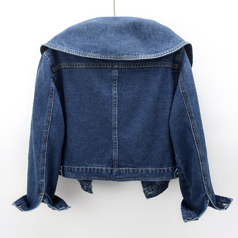 CALIENNE WIDE COLLAR DENIM JACKET