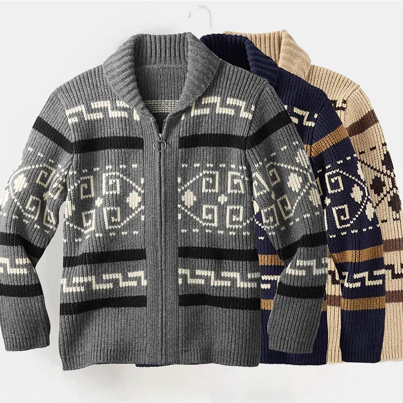 VINCÉNZO CLASSIC JACQUARD KNIT CARDIGAN