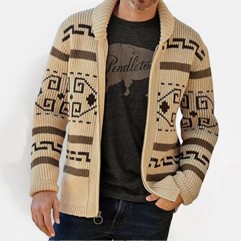 VINCÉNZO CLASSIC JACQUARD KNIT CARDIGAN