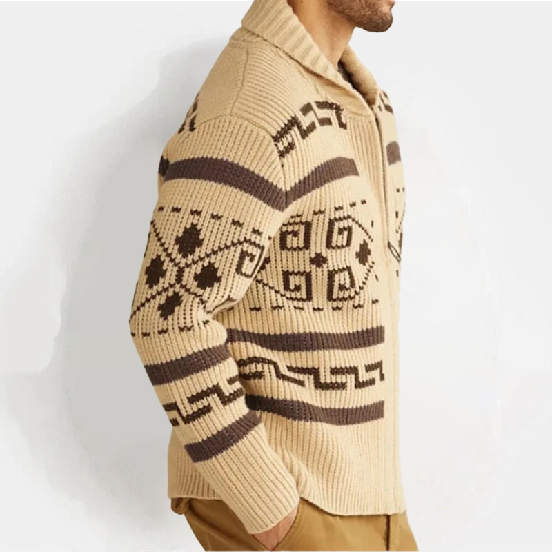 VINCÉNZO CLASSIC JACQUARD KNIT CARDIGAN