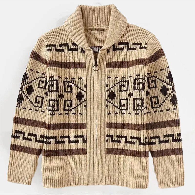 VINCÉNZO CLASSIC JACQUARD KNIT CARDIGAN