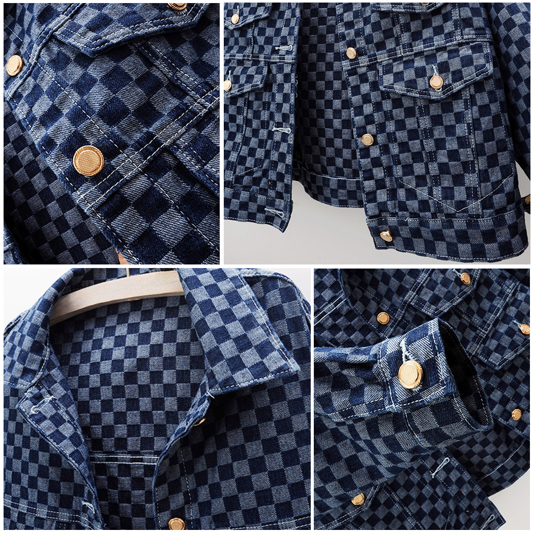 L'ATERIBÉLLE CHECKERED DENIM JACKET