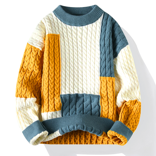 AEROVENT THREADS PATCHWORK KNIT SWEATER