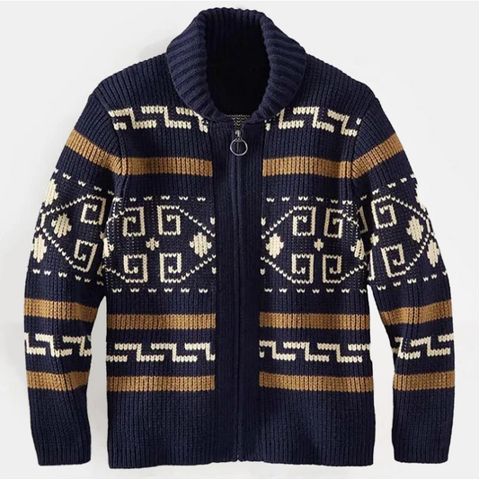 VINCÉNZO CLASSIC JACQUARD KNIT CARDIGAN