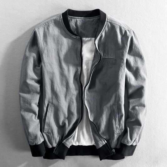 VERMILLION LINEN BOMBER JACKET