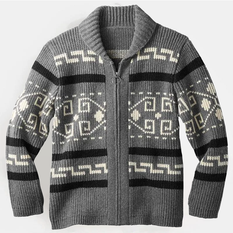 VINCÉNZO CLASSIC JACQUARD KNIT CARDIGAN