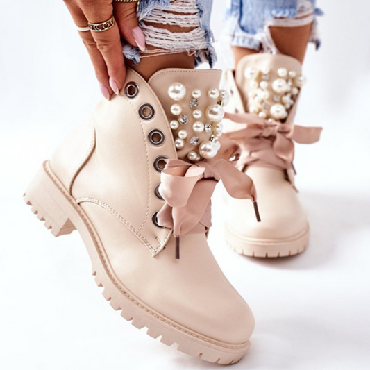 VALKYRIÉ PEARL LEATHER BOOTS