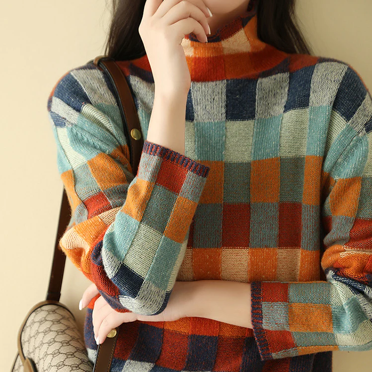 CASHMERE CHIC PATCHWORK TURTLENECK