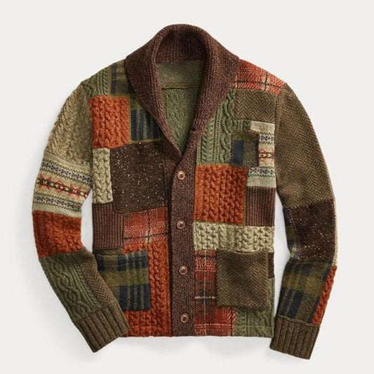 VERMILLON LEGACY PATCHWORK KNIT CARDIGAN