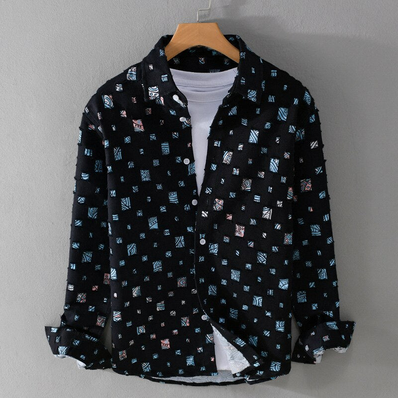 ADRIANNO DENIM FRAYED SHIRT