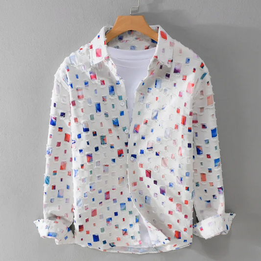 ADRIANNO DENIM FRAYED SHIRT