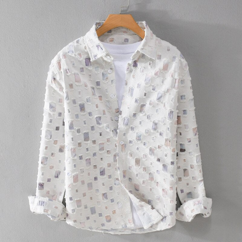 ADRIANNO DENIM FRAYED SHIRT
